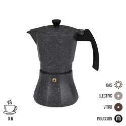 Cafetière Italienne EDM Noir Aluminium 6 Tasses Induction