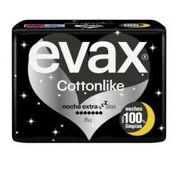 Compresas con Alas para Noche Evax Cottonlike 8 Unidades