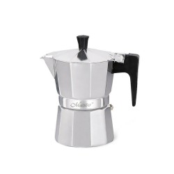 Italian Coffee Pot Feel Maestro MR-1666-3 Black Silver Aluminium 150 ml 3 Cups