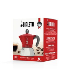 Cafetière Italienne Bialetti Moka Induction Noir Rouge Aluminium 150 ml (1 Unité)