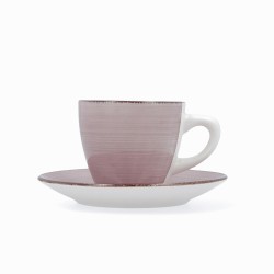 Lot de tasses avec soucoupes Quid Vita Morning Rose Céramique (4 Pièces) (6 Unités)