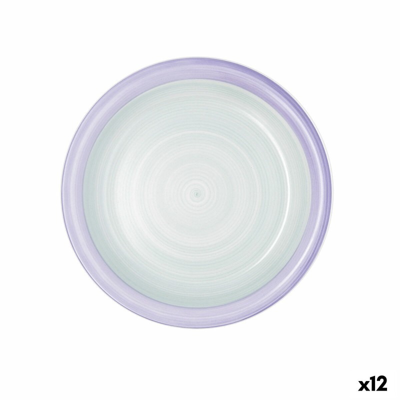 Flat Plate Quid Kaleido Green Purple Ceramic 27 cm (12 Units)