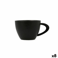 Taza Bidasoa Fosil Negro Cerámica Alúmina 220 ml (8 Unidades)