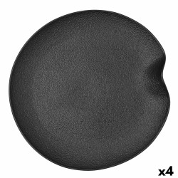 Plateau apéritif Bidasoa Fosil Noir Céramique Alumine 31,4 x 31,2 x 4 cm (4 Unités)