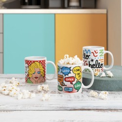 Tasse Quid Wow Bandes dessinées Multicouleur Céramique 330 ml (12 Unités)