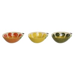 Bol para Aperitivos Home ESPRIT Amarillo Verde Gres Limón 23,5 x 17 x 7,5 cm (3 Unidades)