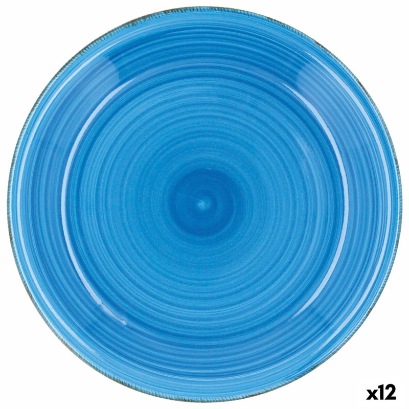 Assiette plate Quid Vita Azul Bleu Céramique Ø 27 cm (12 Unités)