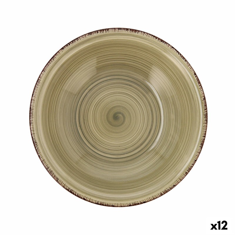 Assiette creuse Quid Natura Vita Céramique Vert (ø 21,5 cm) (12 Unités)