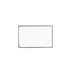 Snack tray Quid Gastro White Black Ceramic 20 x 13 x 2 cm (6 Units)