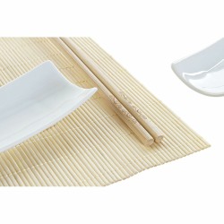 Set de sushi DKD Home Decor Bambou Grès Blanc Naturel Oriental 28,5 x 19,5 x 3,3 cm (9 Pièces) (28,5 x 19,5 x 3,3 cm)