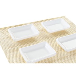 Set de sushi DKD Home Decor Métal Bambou Blanc Naturel Oriental 30 x 40 cm 28 x 22 x 2,5 cm (9 Pièces)