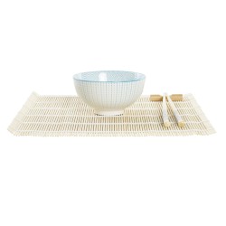 Set de sushi DKD Home Decor 14,5 x 14,5 x 31 cm Bleu Blanc Grès Oriental (16 Pièces)