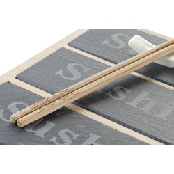 Set de Sushi DKD Home Decor Bambú Pizarra Negro Natural Oriental 25 x 19 x 3 cm