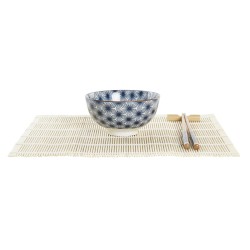 Set de Sushi DKD Home Decor 14,5 x 14,5 x 31 cm Azul Gres Oriental (16 Piezas)