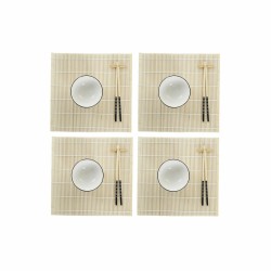 Set de sushi DKD Home Decor Bambou Grès Blanc Oriental 14,5 x 14,5 x 31 cm (16 Pièces)