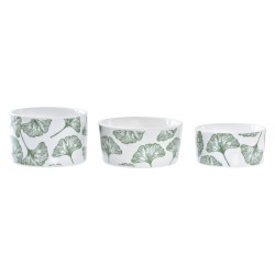 Appetizer Set DKD Home Decor Bamboo Stoneware Sheets Tropical 4 Pieces 18 x 18 x 1 cm