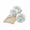 Set de Aperitivo DKD Home Decor Bambú Gres Hojas 3 Piezas 4 Piezas 28 x 9,7 x 1,5 cm