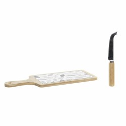 Appetizer Set DKD Home Decor White/Black Bamboo Stoneware Sheets Cottage 3 Pieces 33 x 12 x 1 cm (3 piezas)