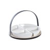 Appetizer Set DKD Home Decor White/Black Metal Bamboo Stoneware Loft 4 Pieces 21,5 x 21,5 x 14 cm