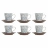 Tasse DKD Home Decor Bleu Blanc Marron Bois d'hévéa Grès 150 ml