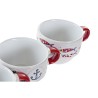 Piece Coffee Cup Set DKD Home Decor Red Multicolour Metal Stoneware Mediterranean 190 ml 4 Pieces