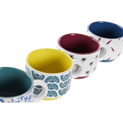 Tasse DKD Home Decor Jaune Bleu Multicouleur Turquoise Bordeaux Métal Grès 150 ml