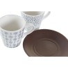 Cup DKD Home Decor Blue White Brown Rubber wood Stoneware 90 ml