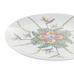 Service de Vaisselle DKD Home Decor Blanc Multicouleur Porcelaine Tropical 18 Pièces