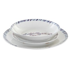 Set de Vajilla DKD Home Decor Azul Blanco Granate Porcelana Mediterráneo Marino 18 Piezas