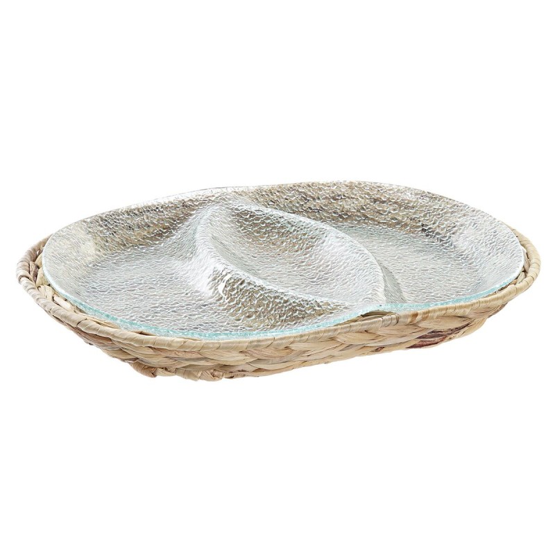 Bandeja de Aperitivos DKD Home Decor 38 x 25 x 4 cm Cristal Natural Transparente