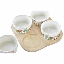 Ensemble à apértif DKD Home Decor Multicouleur Naturel Bambou Plastique Grès Tropical 19,7 x 19,7 x 1 cm (5 pcs)