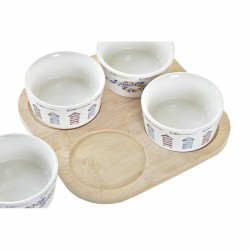 Set de Aperitivo DKD Home Decor Azul Natural Bambú Gres Mediterráneo 19,7 x 19,7 x 1 cm (5 pcs)