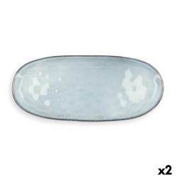 Fuente de Cocina Quid Boreal Azul Cerámica 36 x 16 cm (2 Unidades) (Pack 2x)