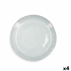 Flat Plate Quid Boreal Blue Ceramic 27 cm (4 Units)