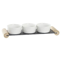 Bandeja de Aperitivos DKD Home Decor Blanco Negro Gres Pizarra 33 x 10 x 5,8 cm