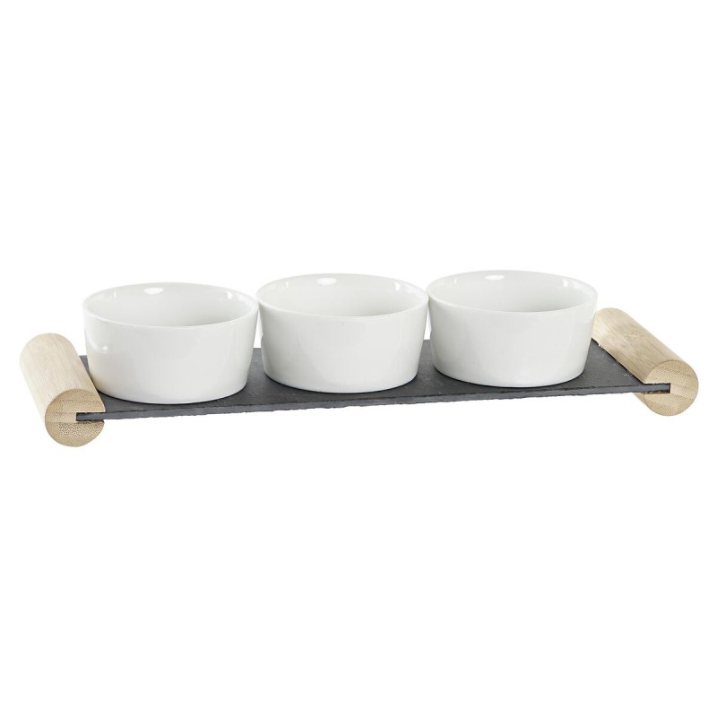 Plateau apéritif DKD Home Decor Blanc Noir Grès Ardoise 33 x 10 x 5,8 cm