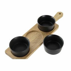 Bandeja de Aperitivos DKD Home Decor Negro Natural Acacia Gres 38 x 10 x 5,2 cm