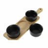 Snack tray DKD Home Decor Black Natural Acacia Stoneware 38 x 10 x 5,2 cm