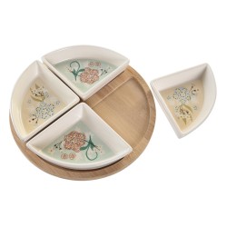 Snack tray DKD Home Decor 21,5 x 21,5 x 1 cm Beige White Stoneware Traditional