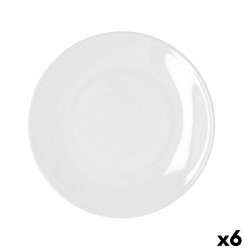 Flat Plate Bidasoa Glacial Coupe White Ceramic 25 cm (6 Units) (Pack 6x)