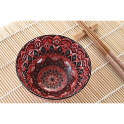 Set de sushi DKD Home Decor 14,5 x 14,5 x 31 cm Fuchsia Mandala Grès Oriental (16 Pièces)