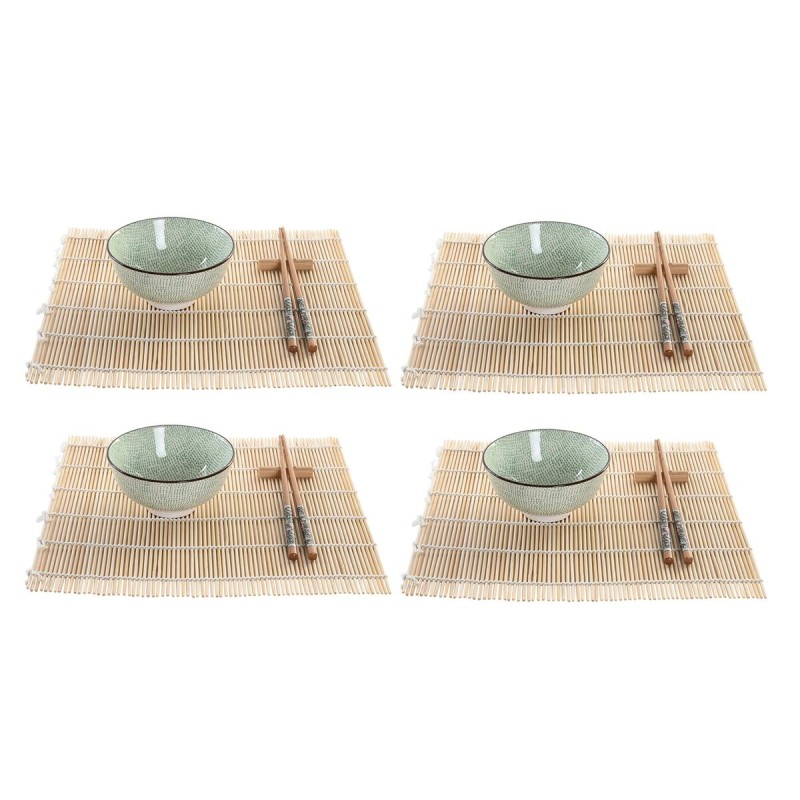 Sushi Set DKD Home Decor 14,5 x 14,5 x 35 cm Stoneware Oriental (16 Pieces)