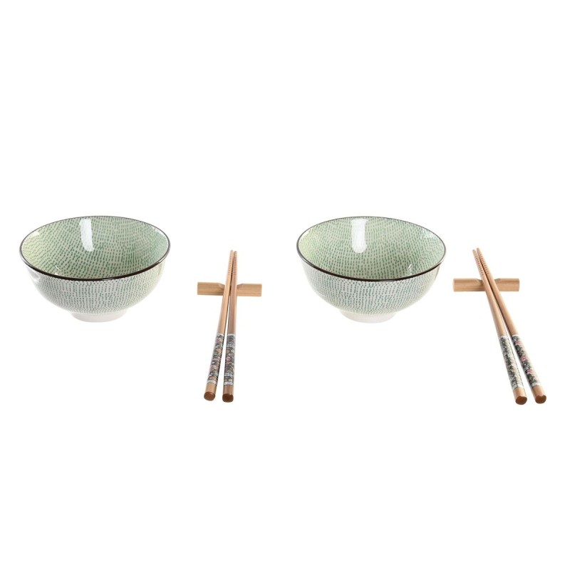 Set de sushi DKD Home Decor 30 x 21 x 7 cm Vert Bleu ciel Grès Oriental (6 Pièces)