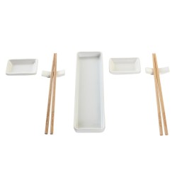 Set de Sushi DKD Home Decor 24 x 7 x 2 cm Natural Blanco Gres Oriental