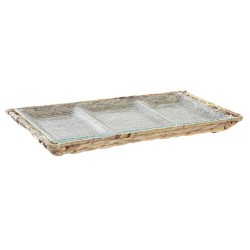 Plateau apéritif DKD Home Decor Transparent Naturel Verre 42 x 20 x 3,5 cm