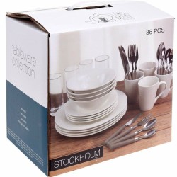 Service de Vaisselle Excellent Houseware Stockholm Porcelaine Blanc 36 Pièces