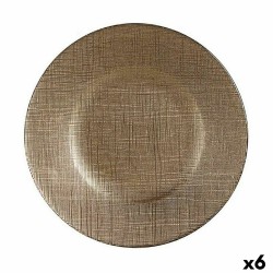 Assiette plate Doré verre 6 Unités (21 x 2 x 21 cm)