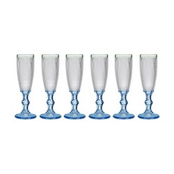 Coupe de champagne Points Bleu Transparent verre 6 Unités (180 ml)