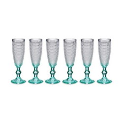 Champagne glass Points Transparent Turquoise Glass 6 Units (185 ml)