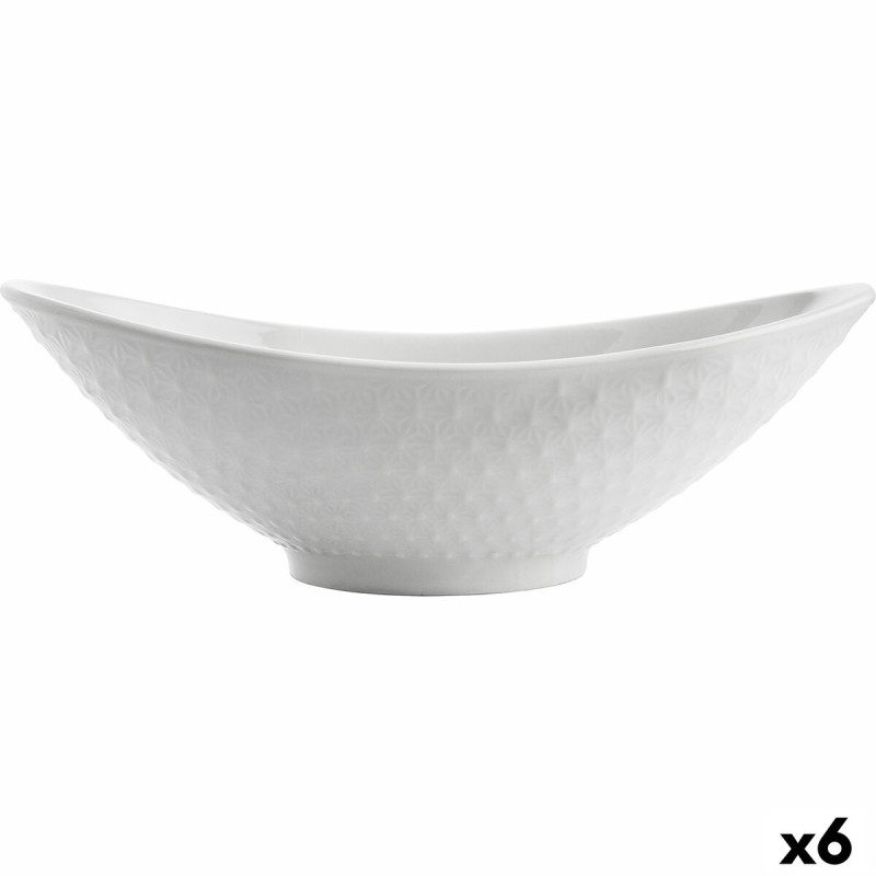 Fuente de Cocina Quid Gastro Ovalado Cerámica Blanco (21,5 x 12,5 x 7 cm) (6 Unidades)